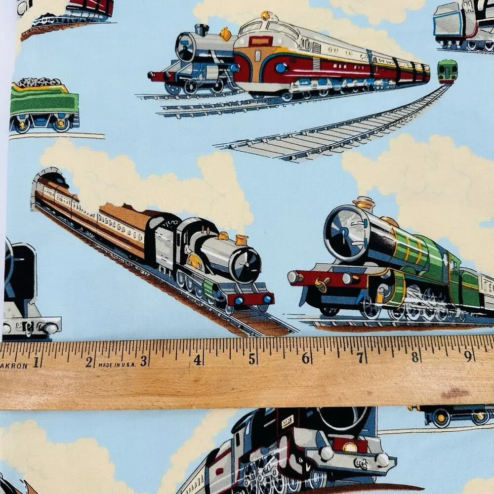 2003 Alexander Henry Fabrics Locomotives Trains 